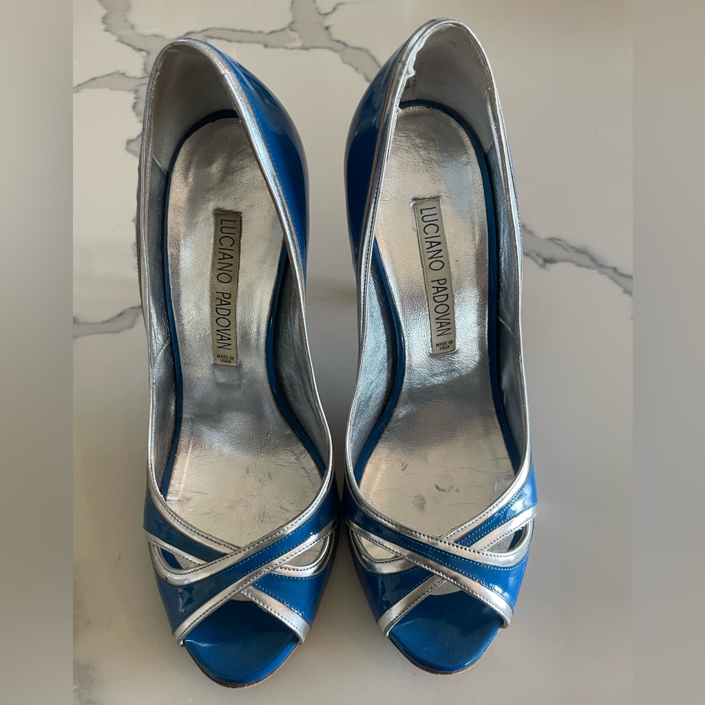 Luciano Padovan Blue And Silver Heels